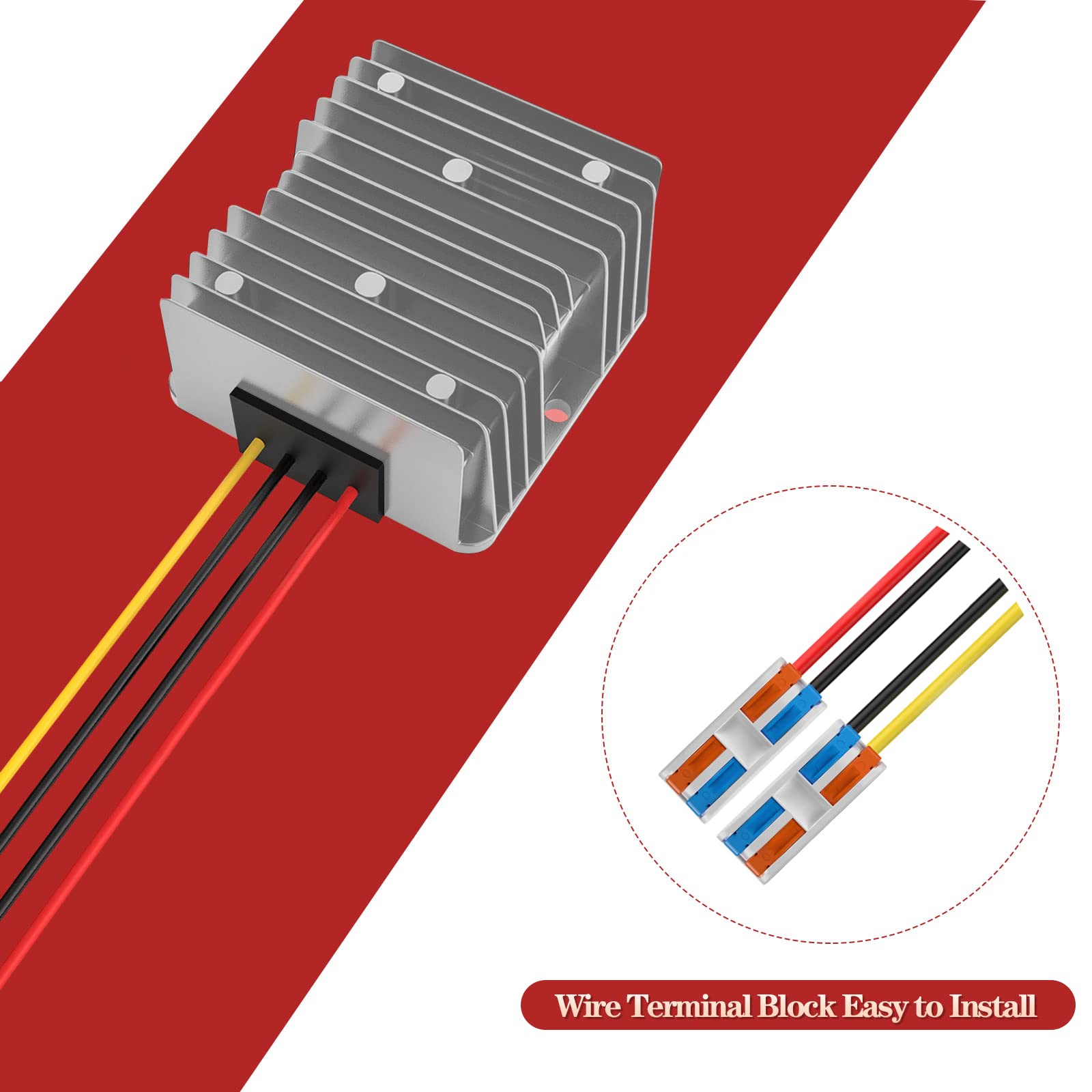 Step Down Converter 24V To 12V Voltage Converter, 24 To 12 Volt 30A 360W With Quick Connector Cable Connector 24V To 12V Voltage