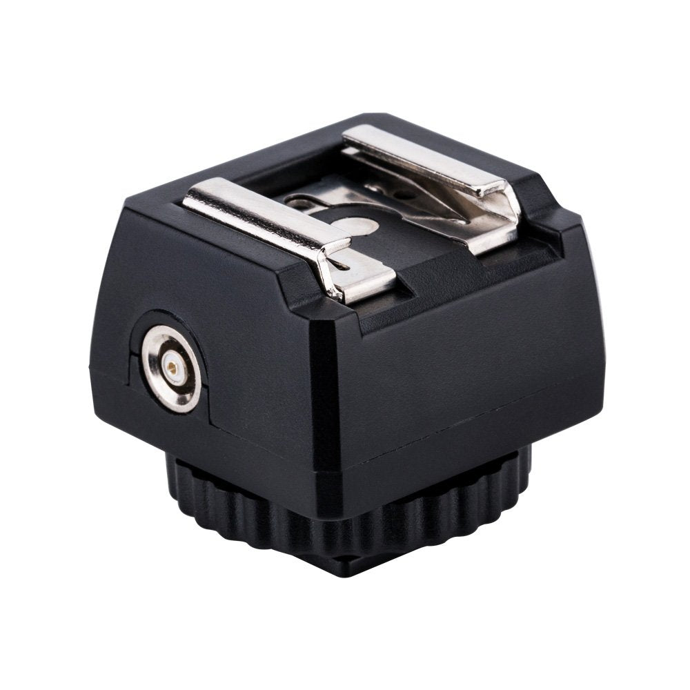 Jjc Standard Hot Shoe Adapter With Extra Pc Sync Connection Port & 3.5Mm Mini Phone Connection Port For Connecting Cameras To Ad