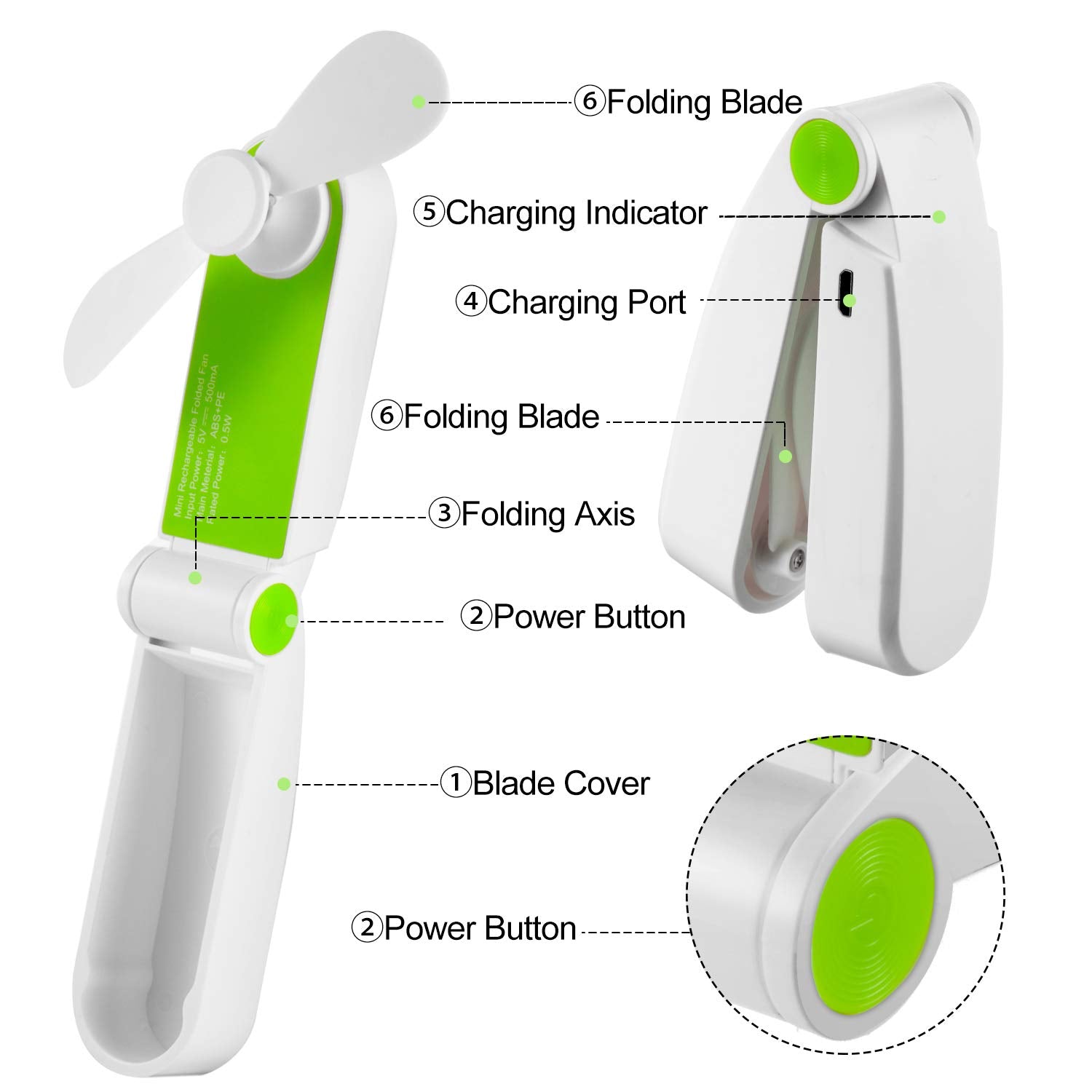 3 Pack Portable Pocket Fans Handheld Mini Fan Portable Foldable Fan Personal Travel Fan Hand Fan Summer Usb Rechargeable Desk Fa