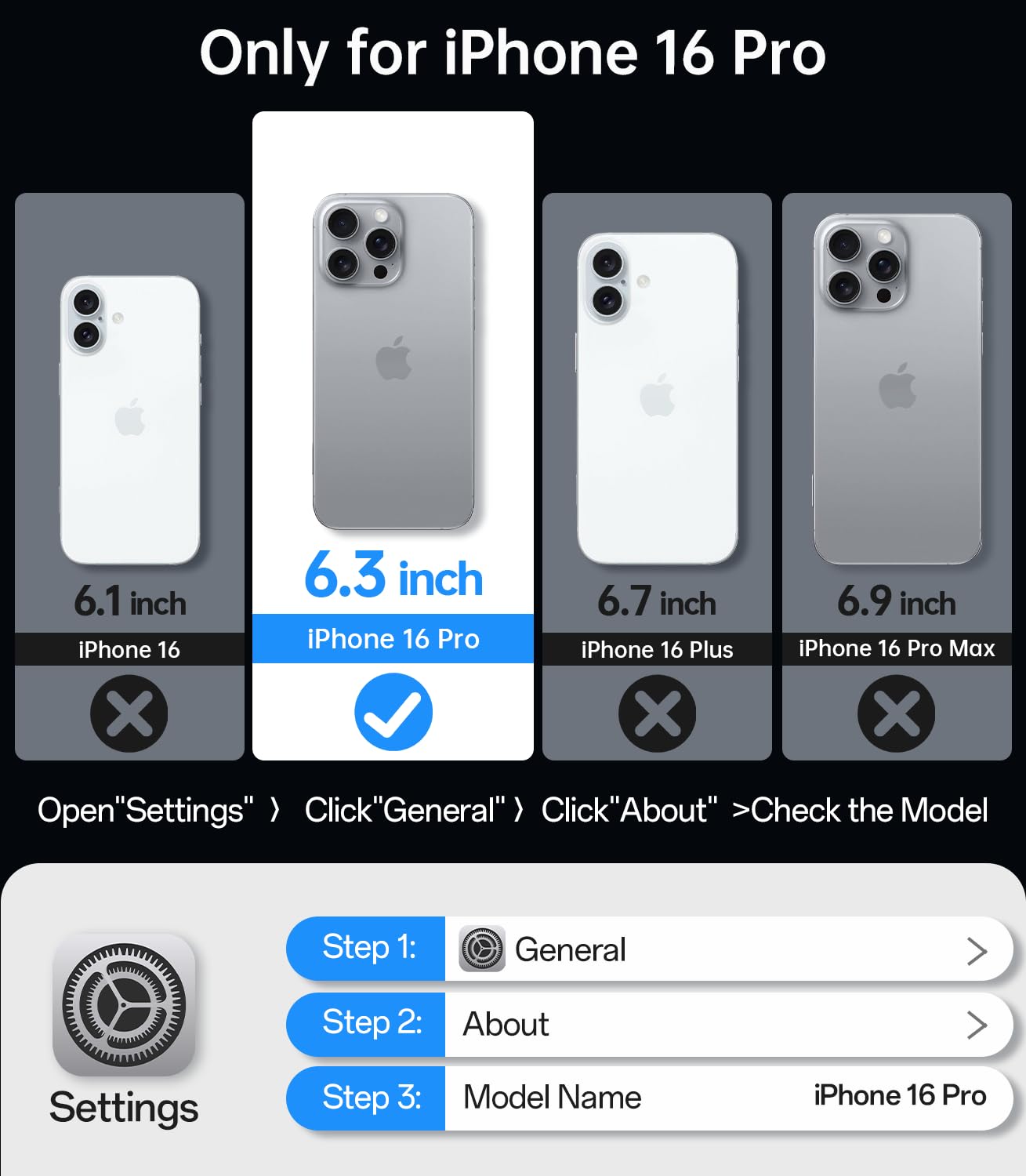 Meifigno Designed For Iphone 16 Pro Case 6.3 Inch, Compatible With Magsafe, Military Grade Protection, Hard Pc Back With Soft Ed