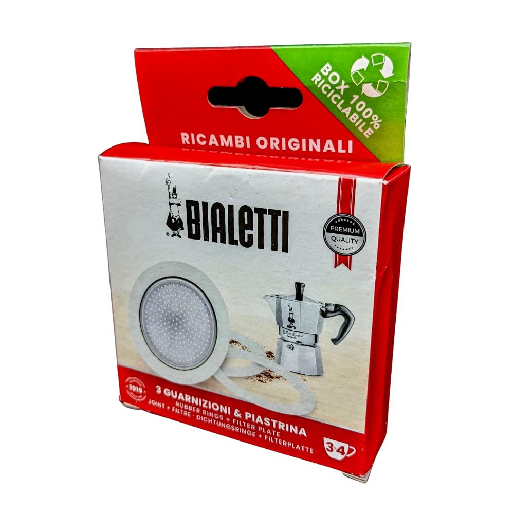 Bialetti Spare Parts, Includes 3 Gaskets And 1 Plate, Compatible With Moka Express, Fiammetta, Break, Happy, Dama, Moka Melody,
