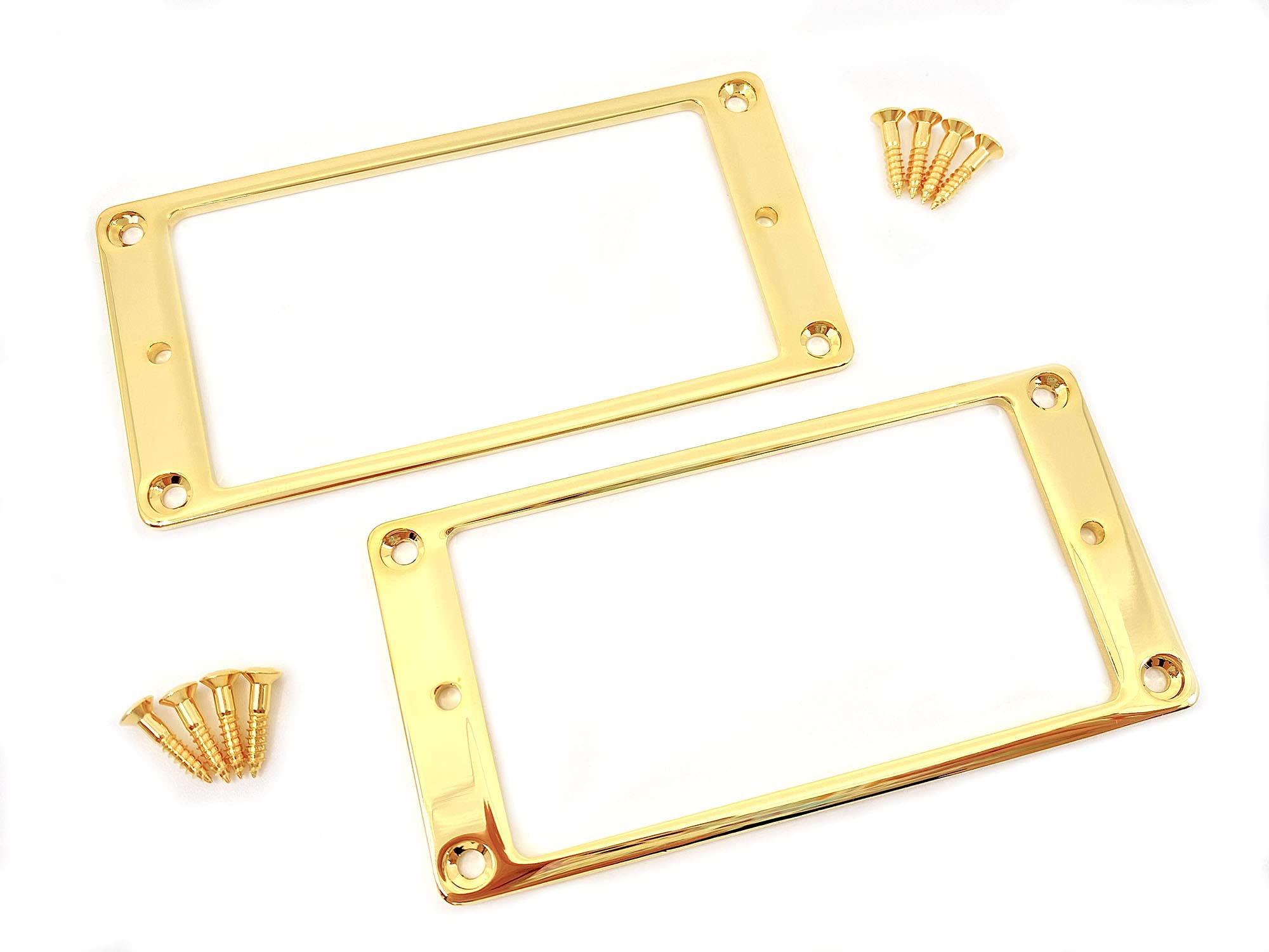 Als Flat Metal Mounting Ring Set Of 2 With Screws   Gold Plated Solid Brass For Humbucking Pickups   Humbucker Pickup Frames/Bra