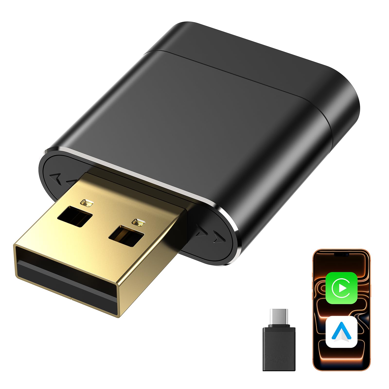 Wireless CarPlay Adapter for Apple iPhone & Android Auto USB Car Dongle