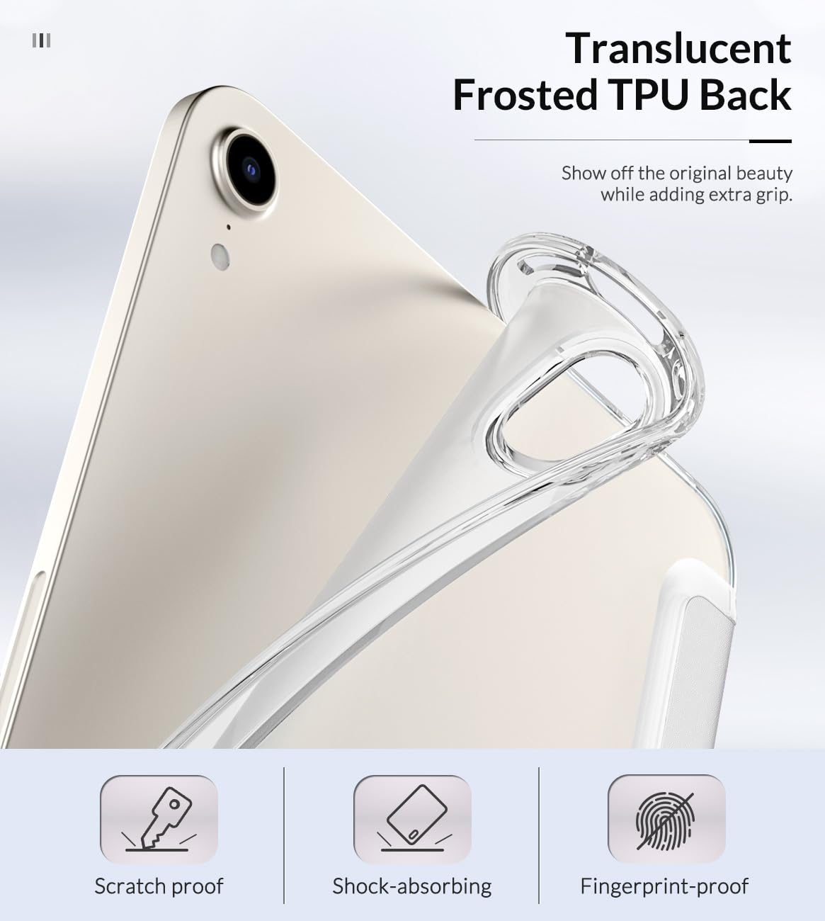 MoKo Case Fit New iPad Mini 7 (A17 Pro) 2024, iPad Mini 6th Generation Case 2021 (8.3 inch), iPad Mini 6 Case, Soft TPU Translucent Frosted Back Cover Case for iPad Mini 7th, Silver