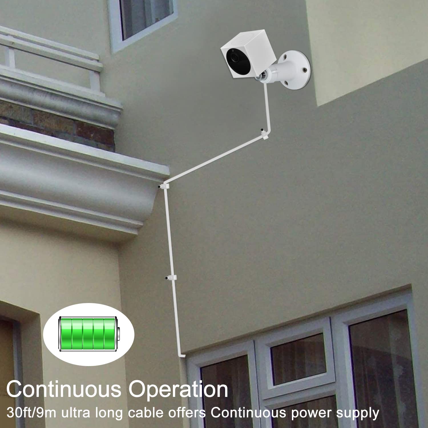 30Ft/9M Power Extension Cable For Wyze Cam V3,Wyzecam Outdoor,Wyze Cam Pan,Arlo Pro 2/Essential,Eufy,Kasa,Yi,Blink Camera,Nestca