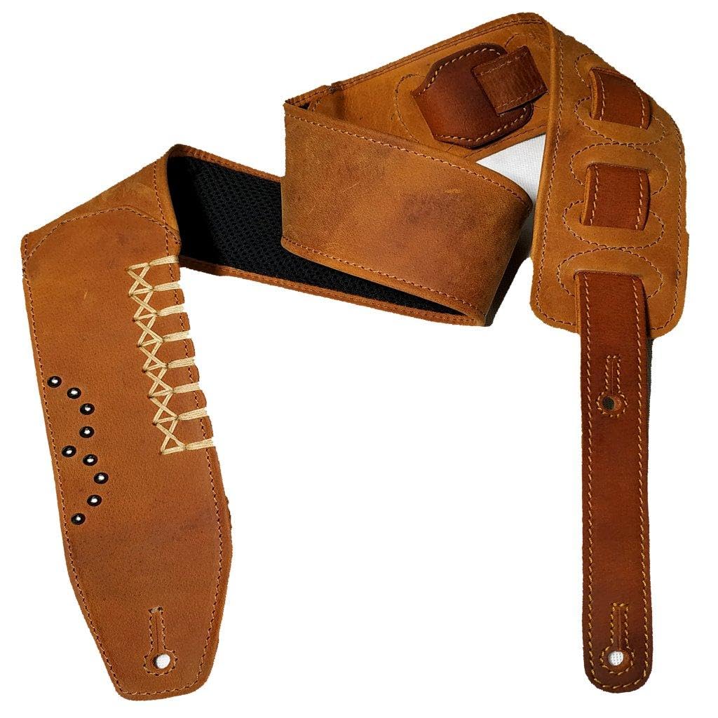 antigo? Leather Guitar Strap belt for Acoustic/Electric/Bass/Folk/Mandolin/Heavy Guitars 3.0 Inch Wide heavy Cushion Padding for