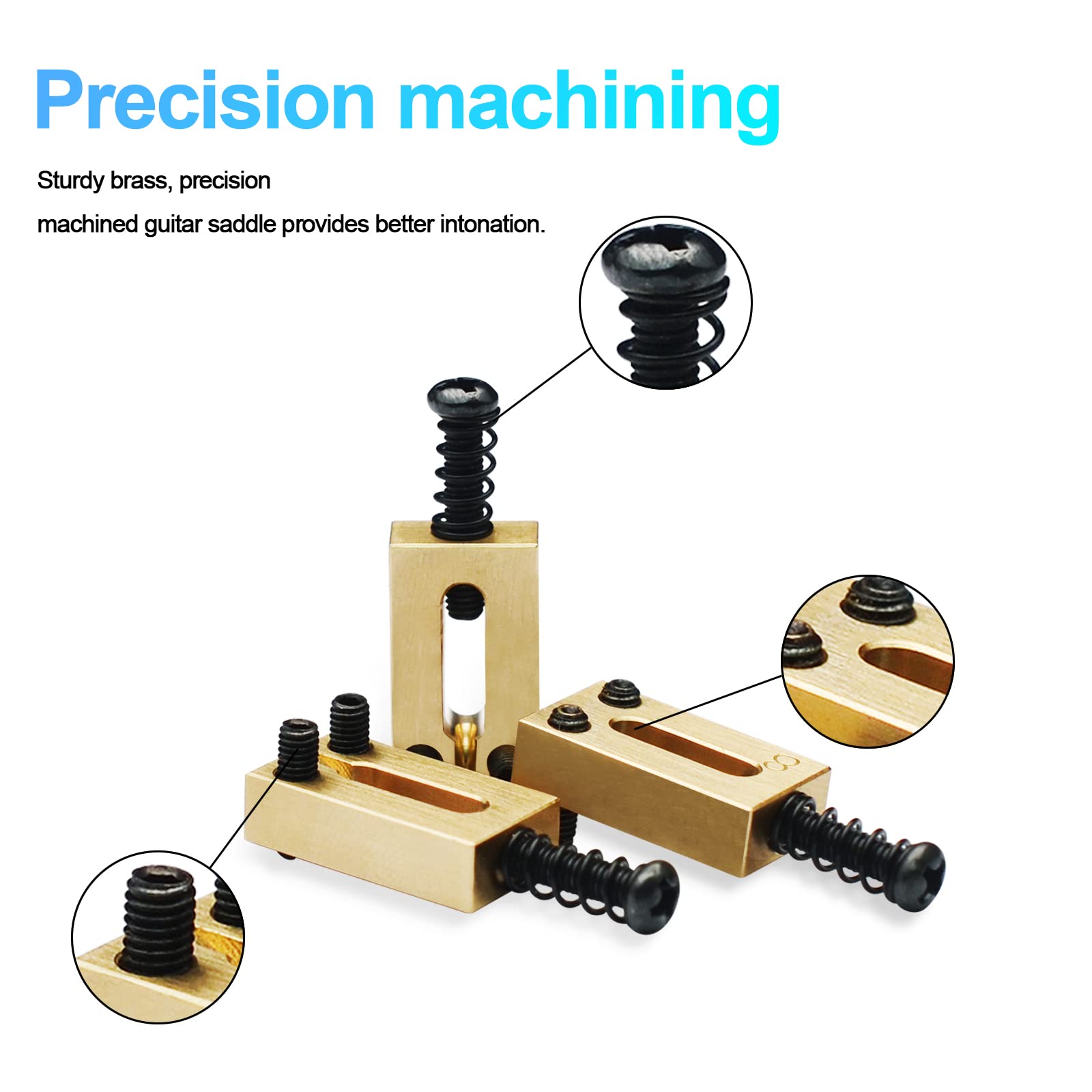 Saphue Brass Saddle 6Pcs/Lot Pure Brass Flat Top Guitar Bridge Saddles 10.8Mm For Fender Stratocaster Or Telecaster