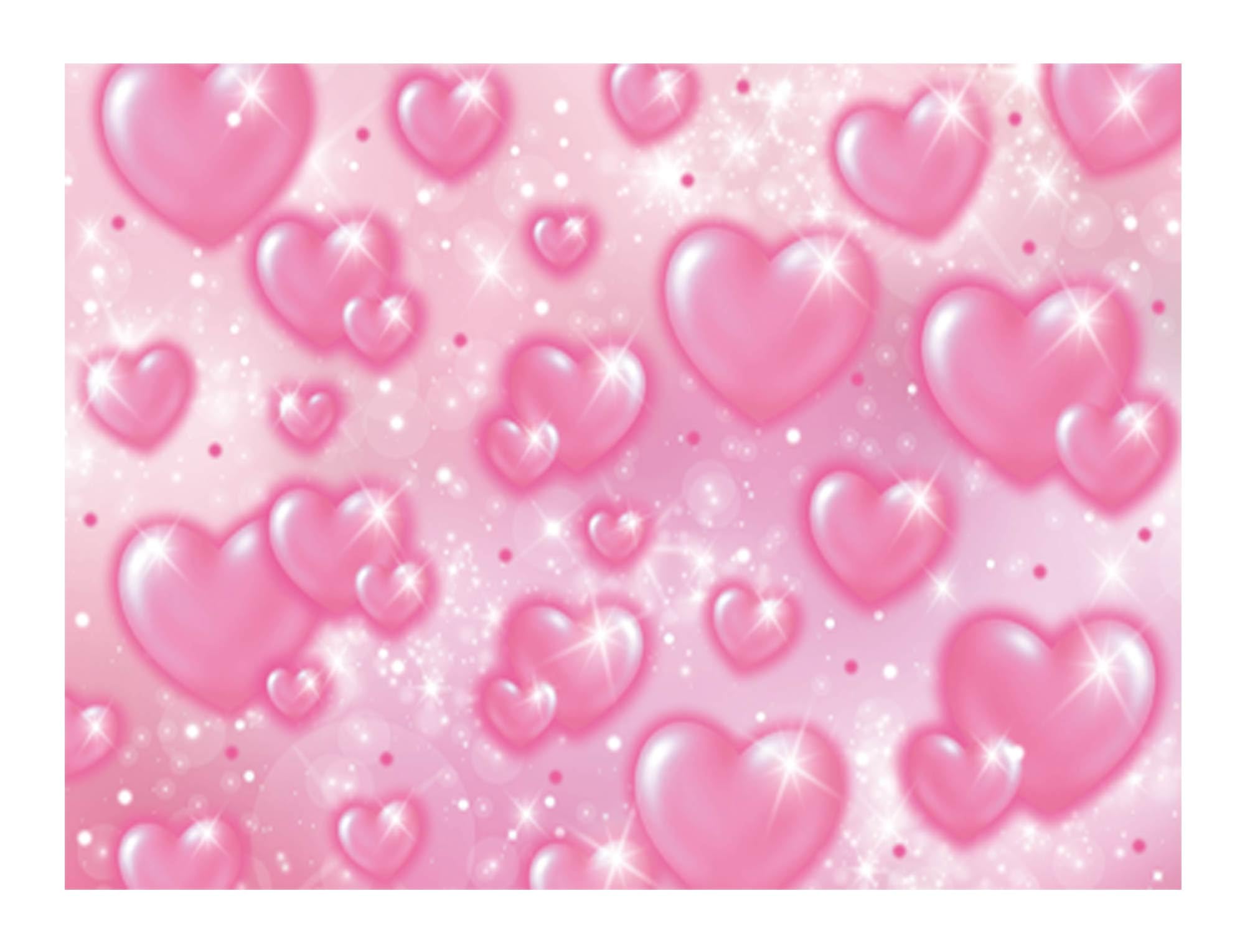 Funnytree 96'' X 72'' Early 2000S Photography Backdrop Pink Hearts Romantic Valentine'S Day Background Baby Shower Birthday Girl