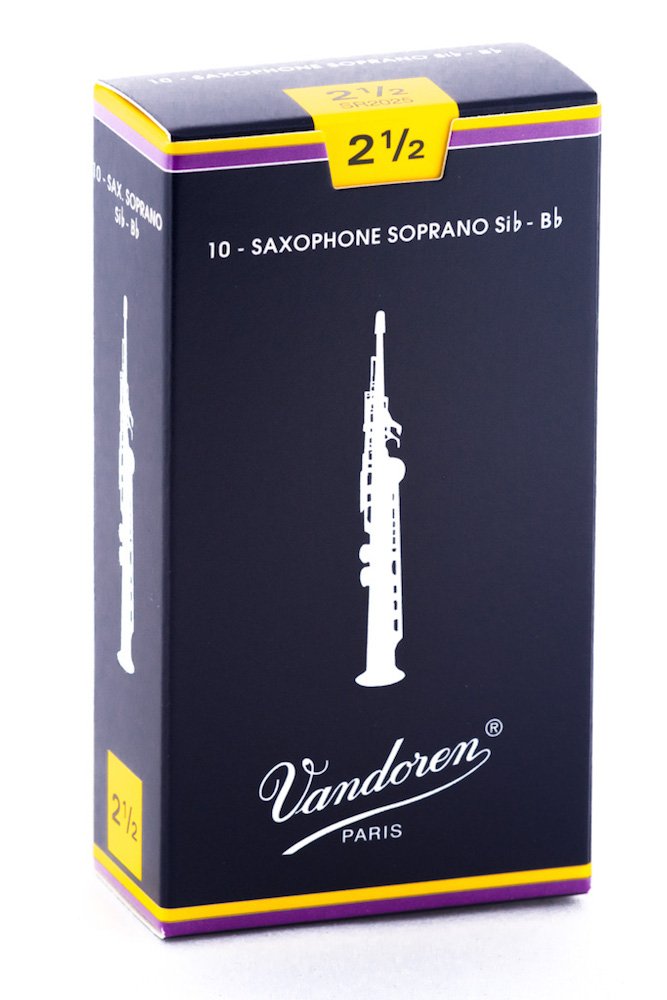 Vandoren Sr2025 Soprano Sax Traditional Reeds Strength 2.5; Box Of 10