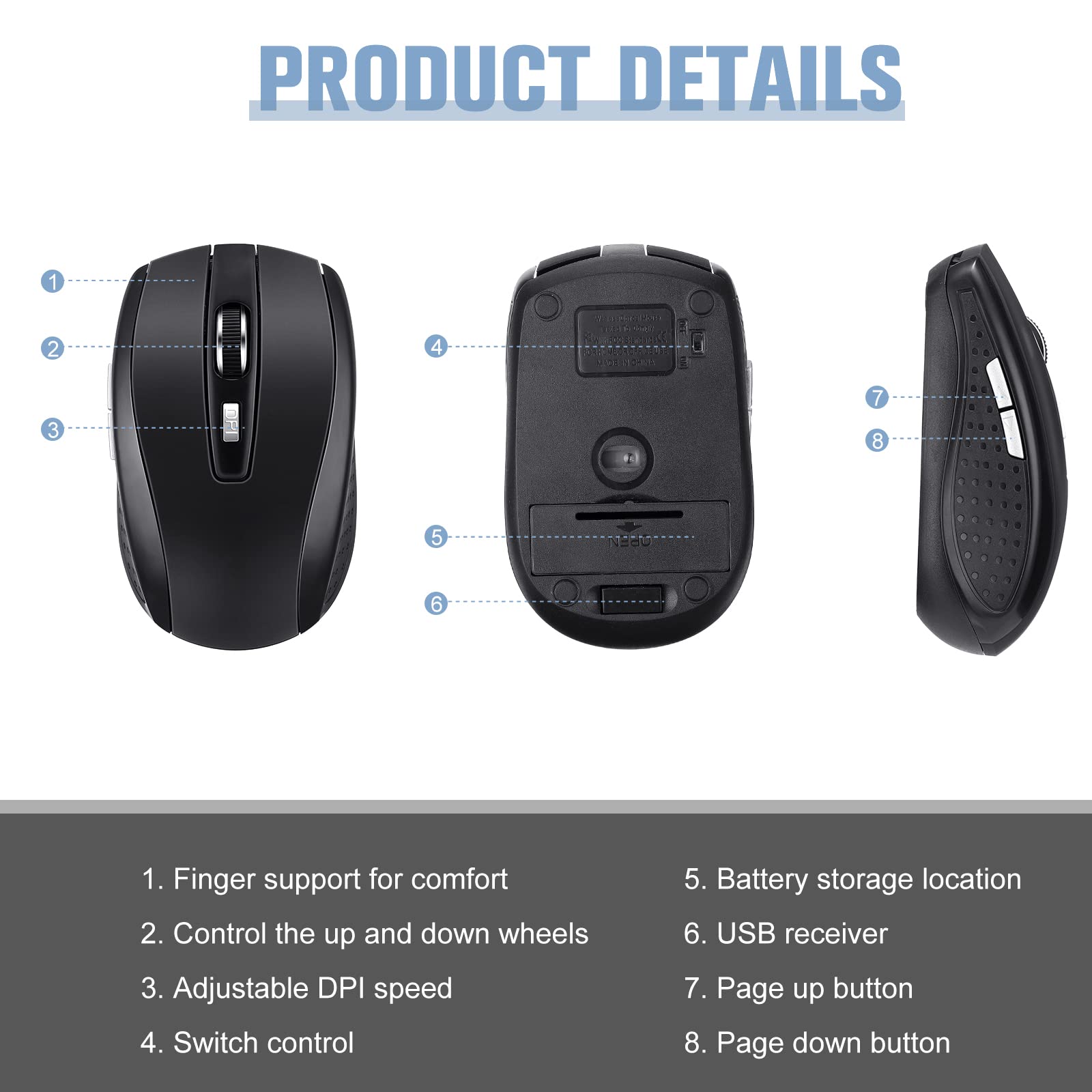 Macarrie 8 Pack Wireless Mouse For Laptop 1200Dpi Wireless Computer Mouse With 6 Buttons Wireless Mouse Bulk Included Wireless U