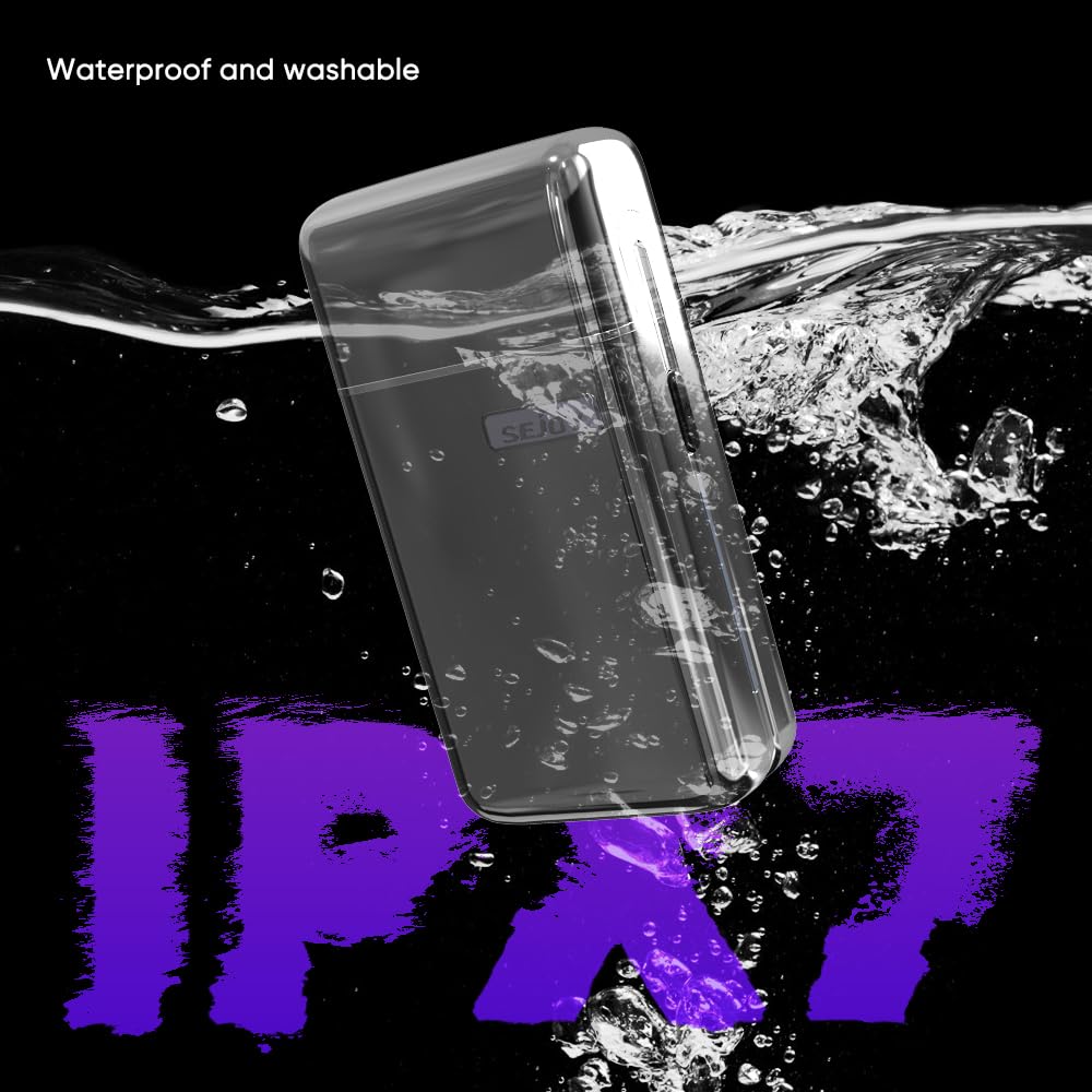 Sejoy Portable Electric Razor For Men With Toothed & Mesh Blades, Magnetic Adsorption Head, Dynamic Ribbon Led, Ipx7, Mini Elect