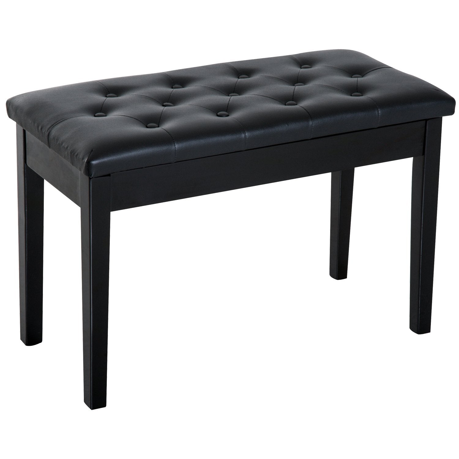 HOMCOM Piano Bench, Duet Piano Chair with Faux Leather Padded Cushion and Wooden Frame, Button Tufted Keyboard Bench, Black