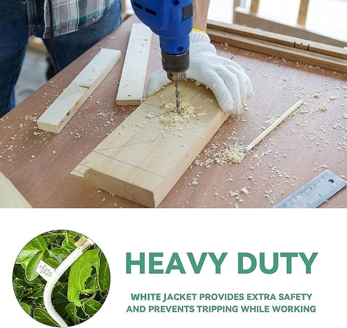 Yojoe Indoor Outdoor Extension Cord With Lighted End, 3 Prong 15A Weatherproof Power Extension Cord, 14 Gauge Heavy Duty 8 Ft Wh