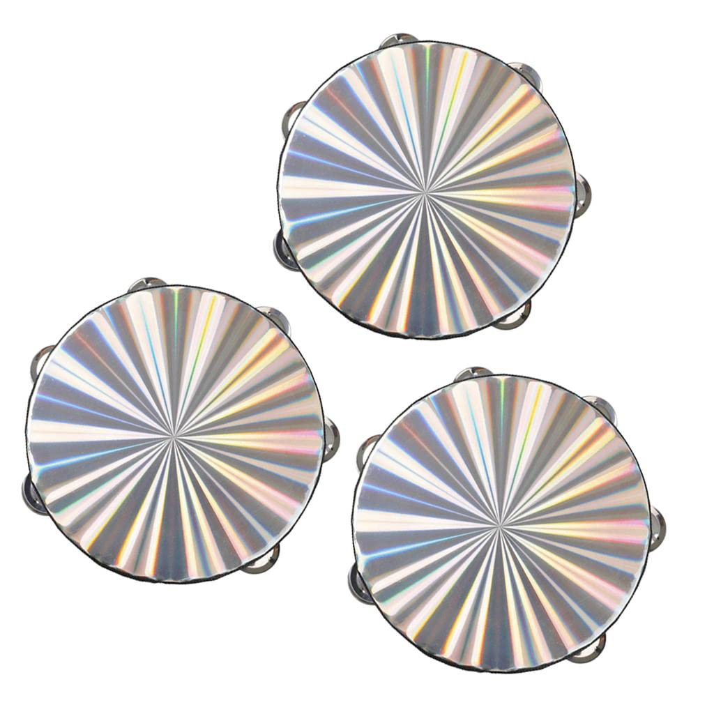 STYLEHEAVEN 3Pcs Compact Double Laser Surface Music Tambourine Percussion Tamborine Drum|Musical Instruments & Gear|Percussion|H