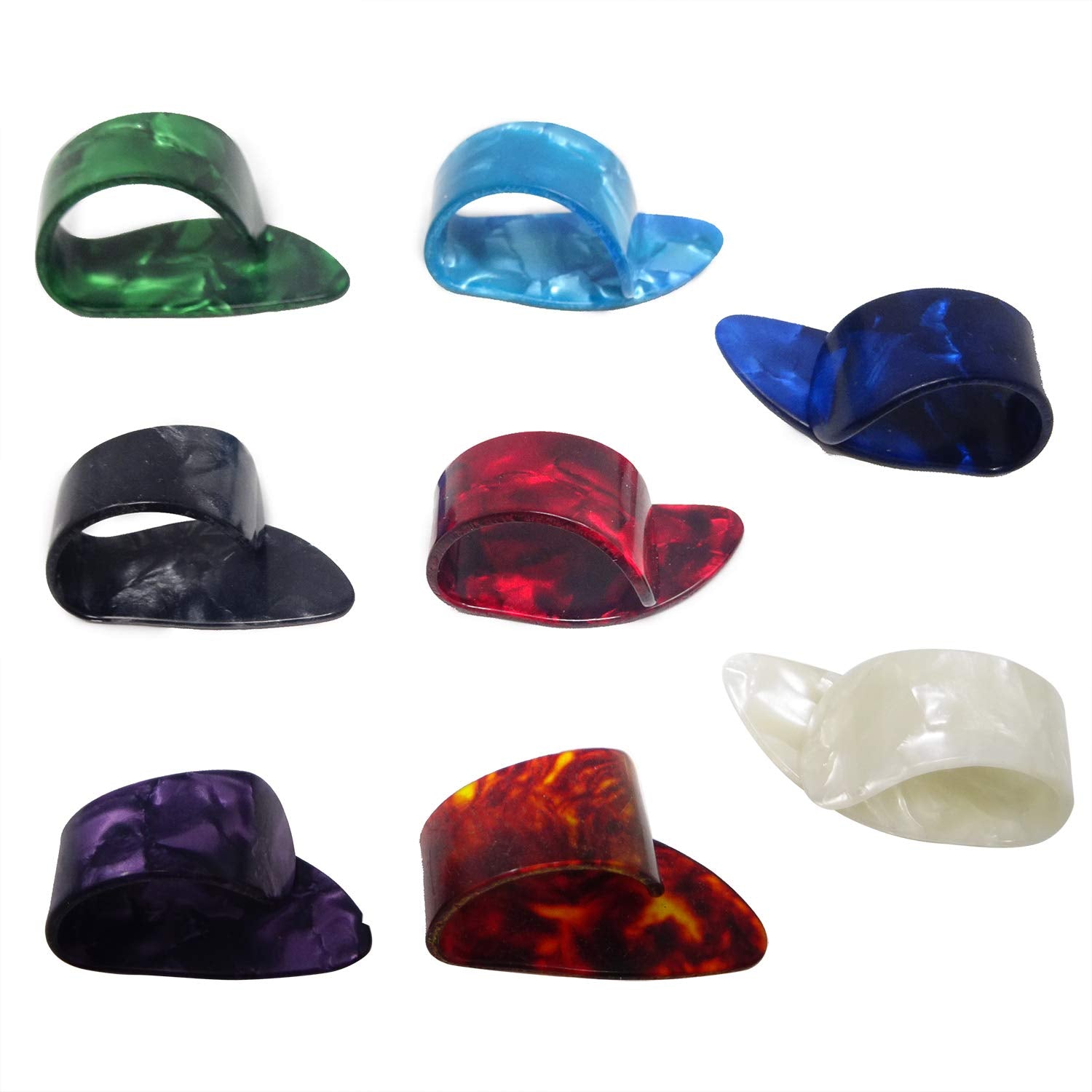 Honbay 8Pcs Celluloid Guitar Thumb Finger Picks Flat Thumbpicks Guitar Thumb Picks In A Metal Box For Fingerstyle Acoustic Guita