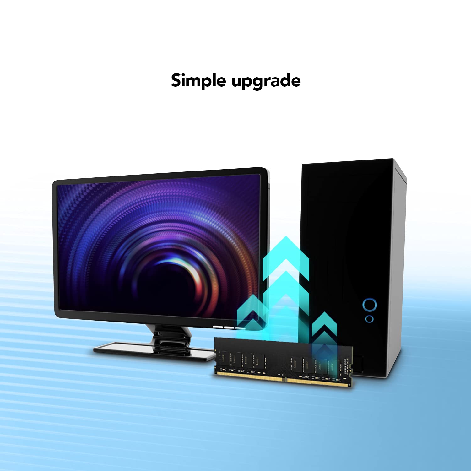 Lexar 8Gb Single Ddr4 Udimm Ram 3200Mt/S Cl22 288 Pin Desktop Memory, Black (Ld4Au008G B3200Gsst)