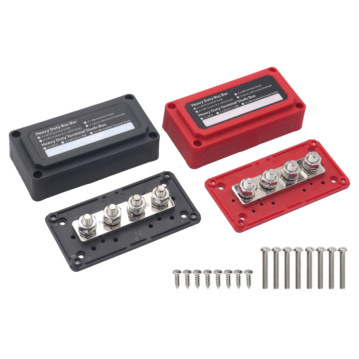 Gloaso 48V 300A Bus Bar 4X 3/8   (M10) Posts Terminals Blocks For High Voltage And Current For Car Marine Boat Rv Solar Applicat