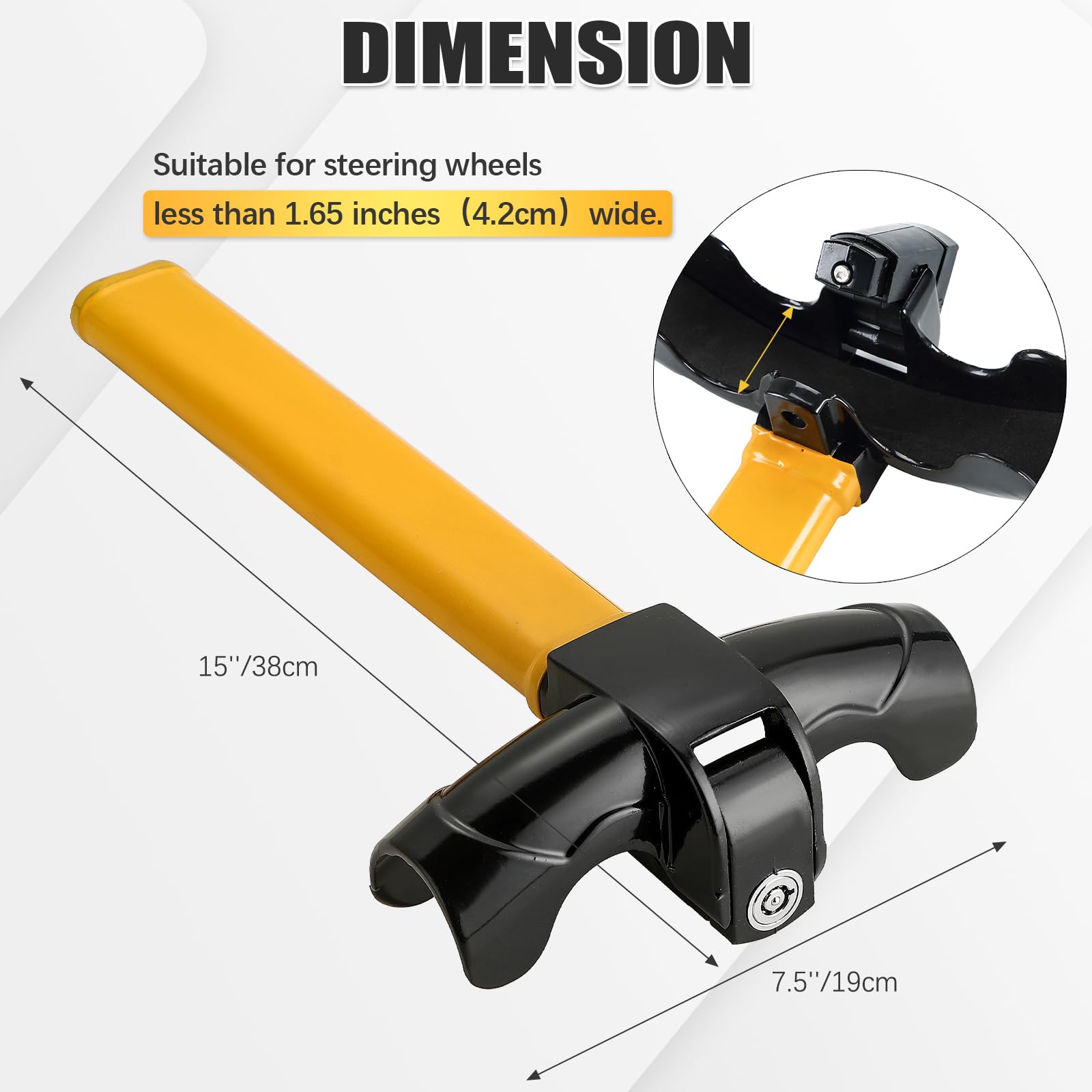 Flk Tech Universal Anti Theft Car Auto Security Rotary Steering Wheel Lock