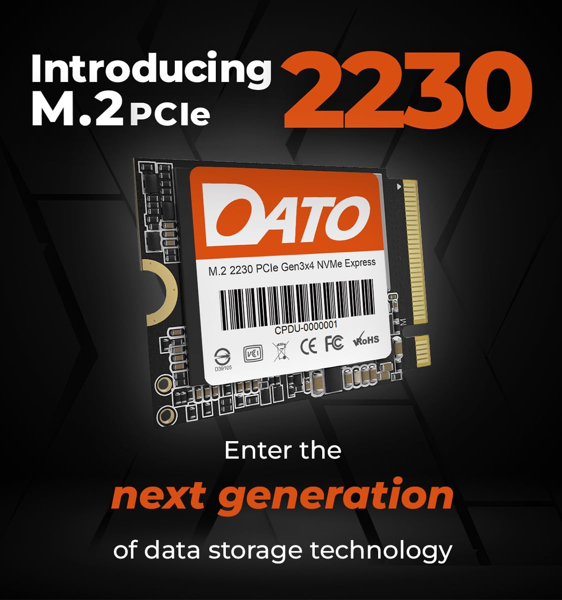 Dato 1Tb Ssd M.2 2230, Nvme 1.3 Pcie Gen3X4, Internal Solid State Drive, Up To 2500/1800 Mb/S, Dp330 Series