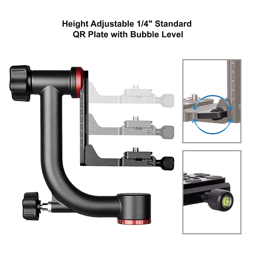 Annsm Gimbal Tripod Head For Super Telephoto Lenses With 360 Degree Panoramic And Swing Arm Rotation, Quick Release Plate With Double 1/4� Threaded Mount For Dslr Cameras Sony, Canon, Nikon