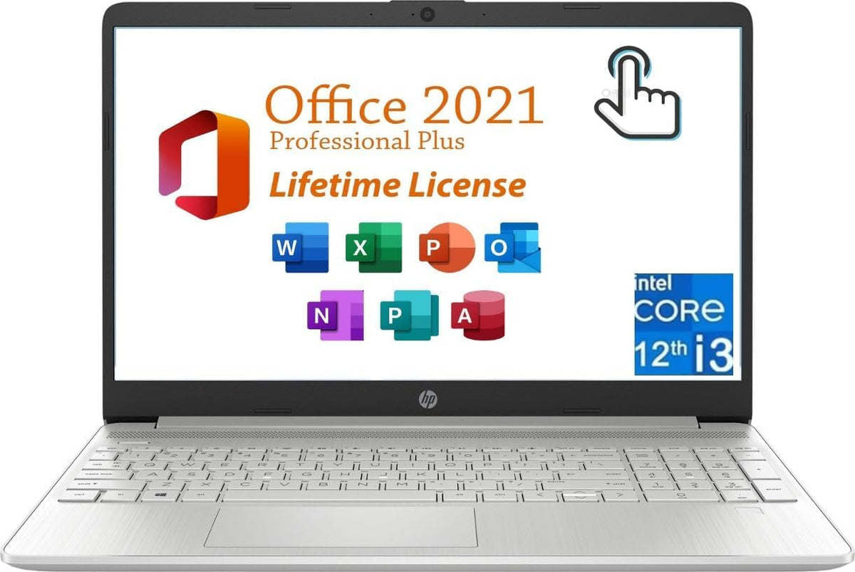 Hp Pavilion 15.6'' Touchscreen Laptop 2024 With Microsoft Office License & Win 11 Pro, Intel 12 Gen I3 Processor, 16Gb Ram, 512G