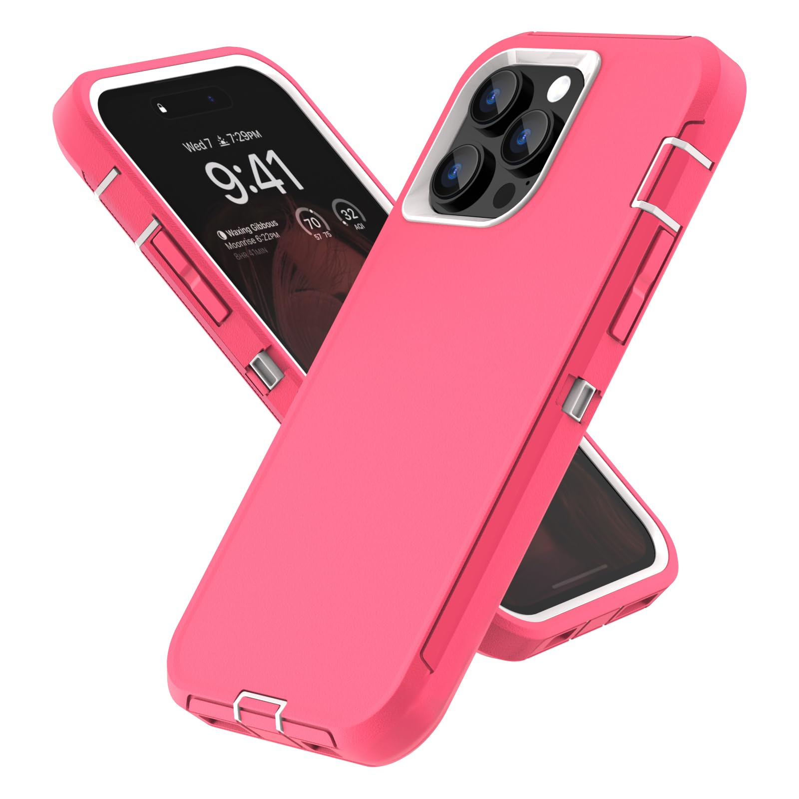 Sansunto Full Body Protection Shockproof Silicone Rubber Phone Case for iPhone 13 Pro Max 12 Pro Max Rose