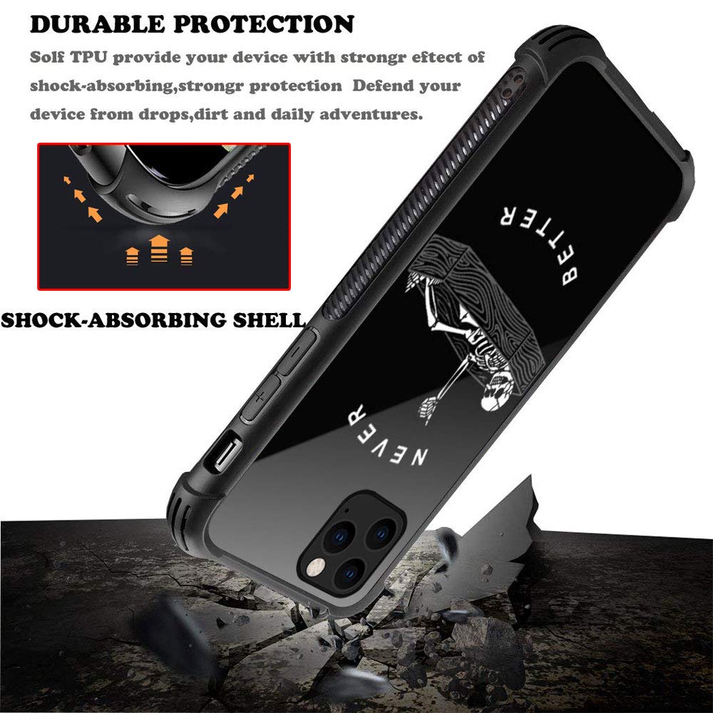 ZHEGAILIAN iPhone 12 Mini Phone Case Tempered Glass Back Soft TPU Shock Protective Never Better Skeleton