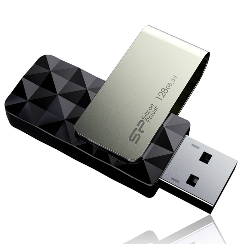 Silicon Power 128Gb Blaze B30 Usb 3.0 Swivel Flash Drive, Black (Sp128Gbuf3B30V1K)
