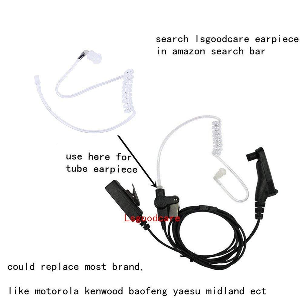 Lsgoodcare Replacement Covert Acoustic Air Coil Audio Tube With Earbuds Compatible For Motorola Kenwood Icom Yaesu Two Way Radio Fbi Covert Acoustic Tube Earpiece Headset 10Pack