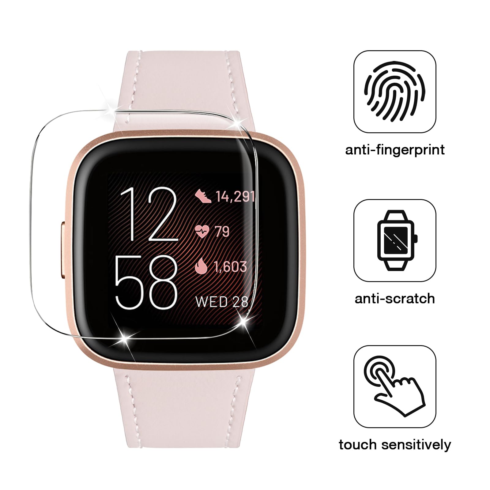 Wfeagl For Fitbit Versa Bands, Top Grain Leather Replacement Strap For Fitbit Versa/Versa 2 /Versa Lite/Versa Se Fitness Smart W