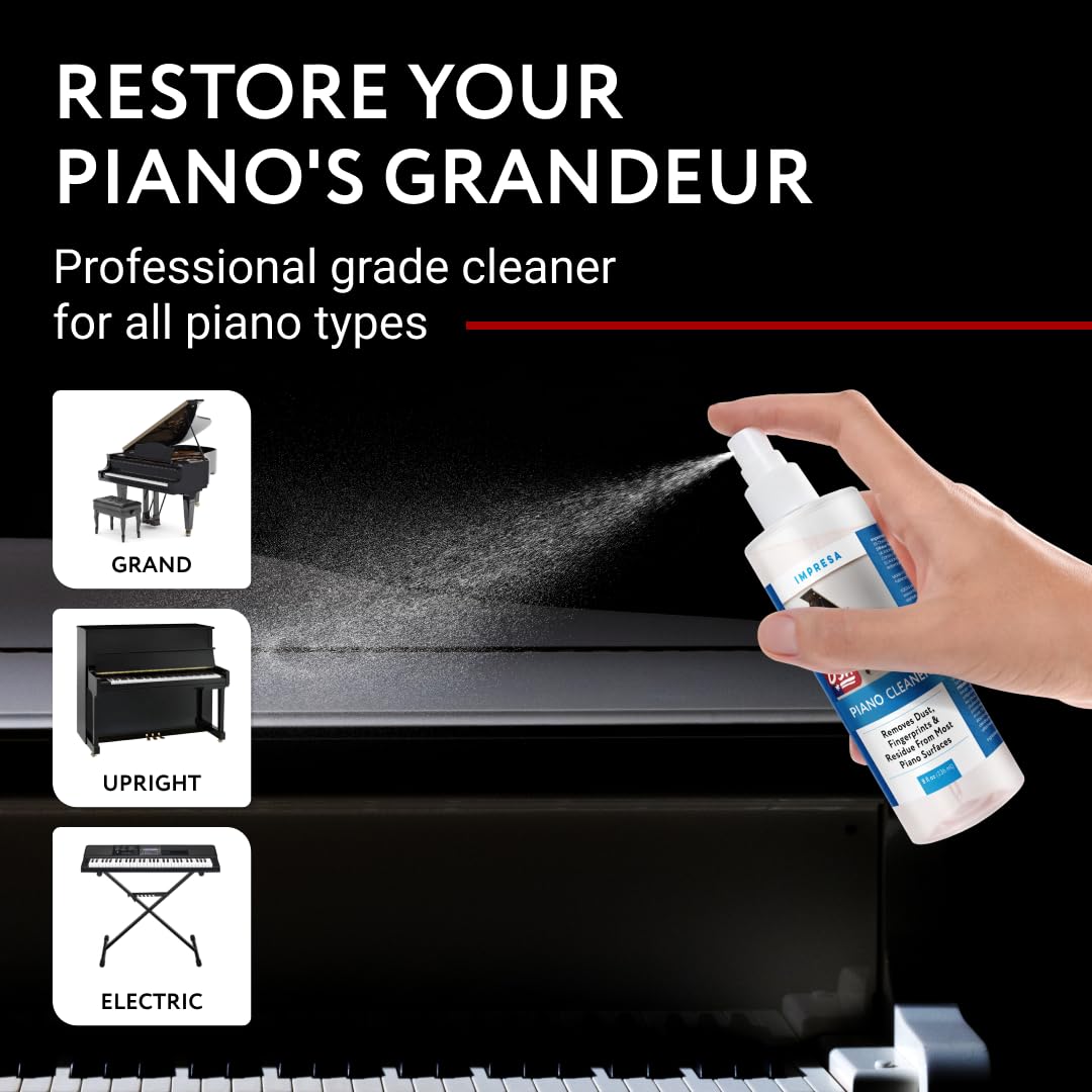Impresa 8 Oz Grand Piano Cleaner Spray   High Gloss Piano Surface Cleaning Supplies Kit