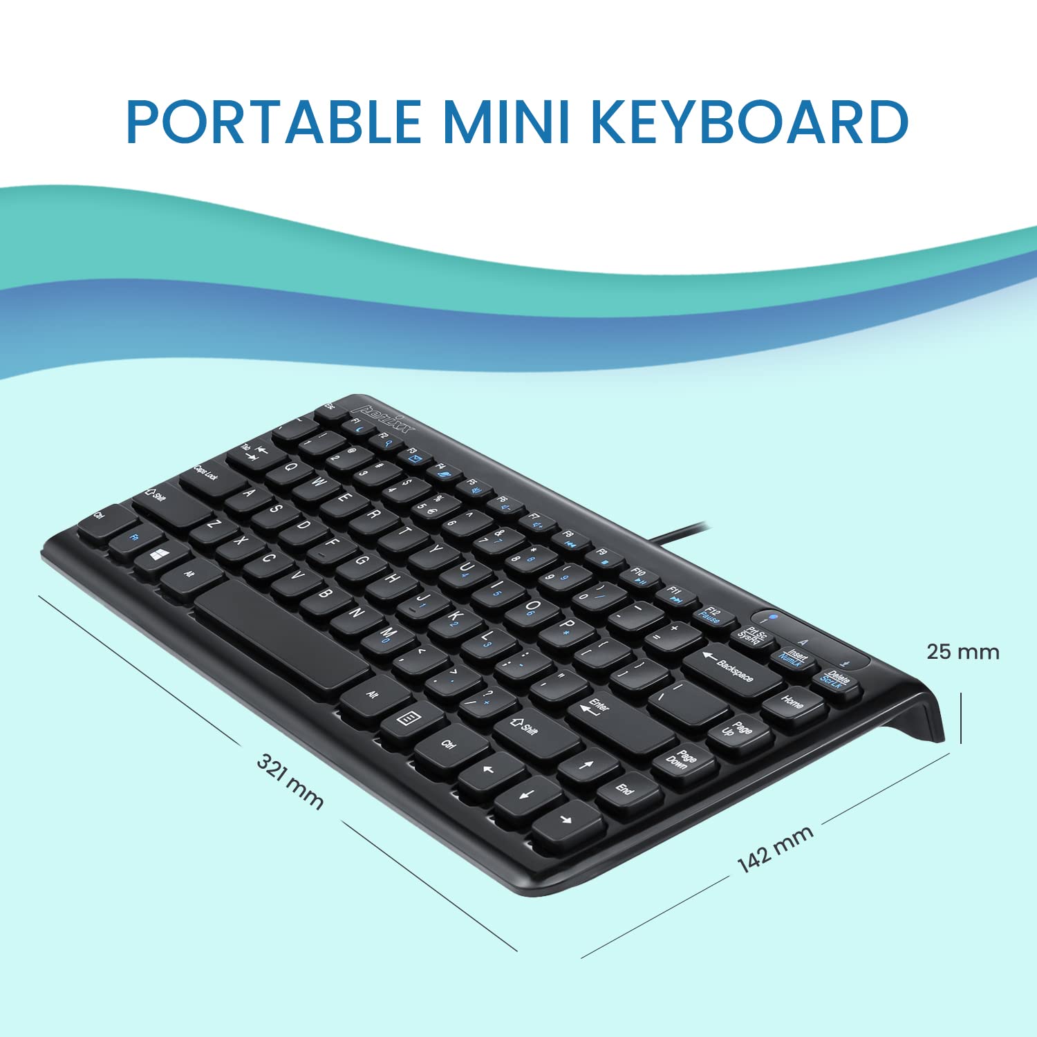 Perixx Periboard 407B Us, Wired Usb Mini Keyboard With 11 Hot Keys   Glossy Black   Us English Layout