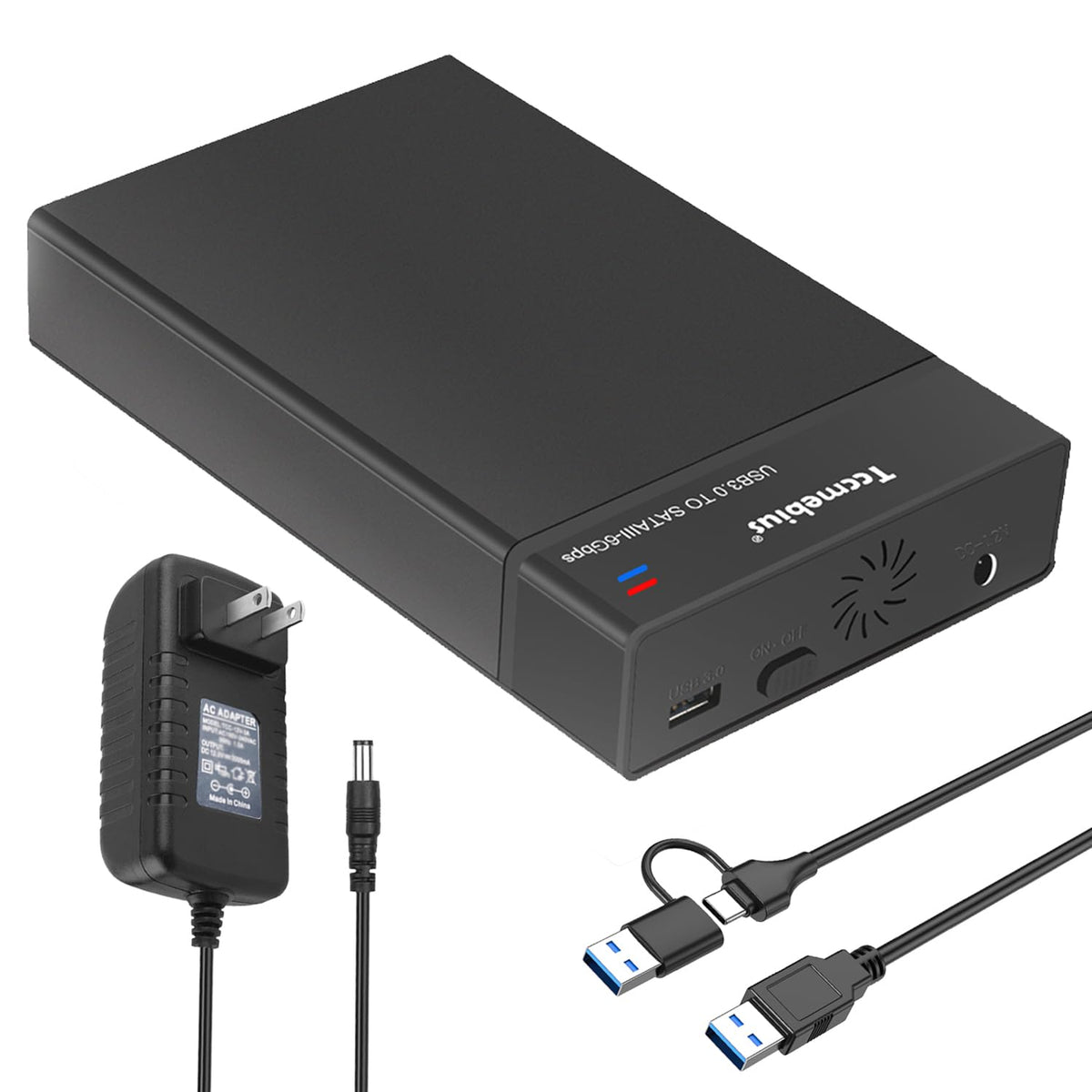 Tccmebius External Hard Drive Enclosure Usb 3.0 To Sata Docking Station For 2.5 3.5 Inch Sata I/Ii/Iii Hdd Ssd With Usb A/C Cable, Up To 20Tb, Support Uasp Automatic Sleep Function, Tool Free (Tcc S8)