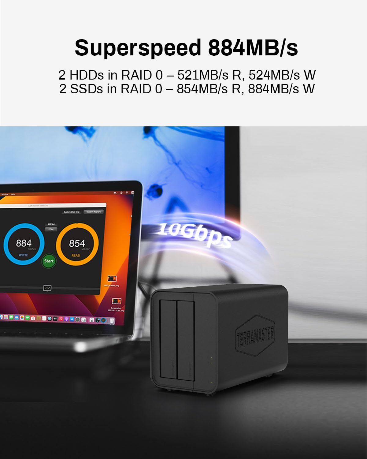 Terramaster D2-320 Usb Raid Enclosure - Usb 3.2 Gen 2 10Gbps Type C 2Bay Raid Storage Supports Raid 0, 1, Single, Jbod (Diskless
