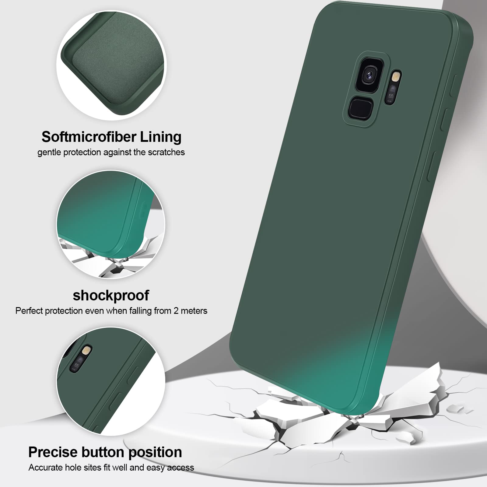 Giiyoon Silicone Case Compatible With Samsung Galaxy S9, Full Body Silky Soft Touch Phone Case With Camera Protection, Shockproo