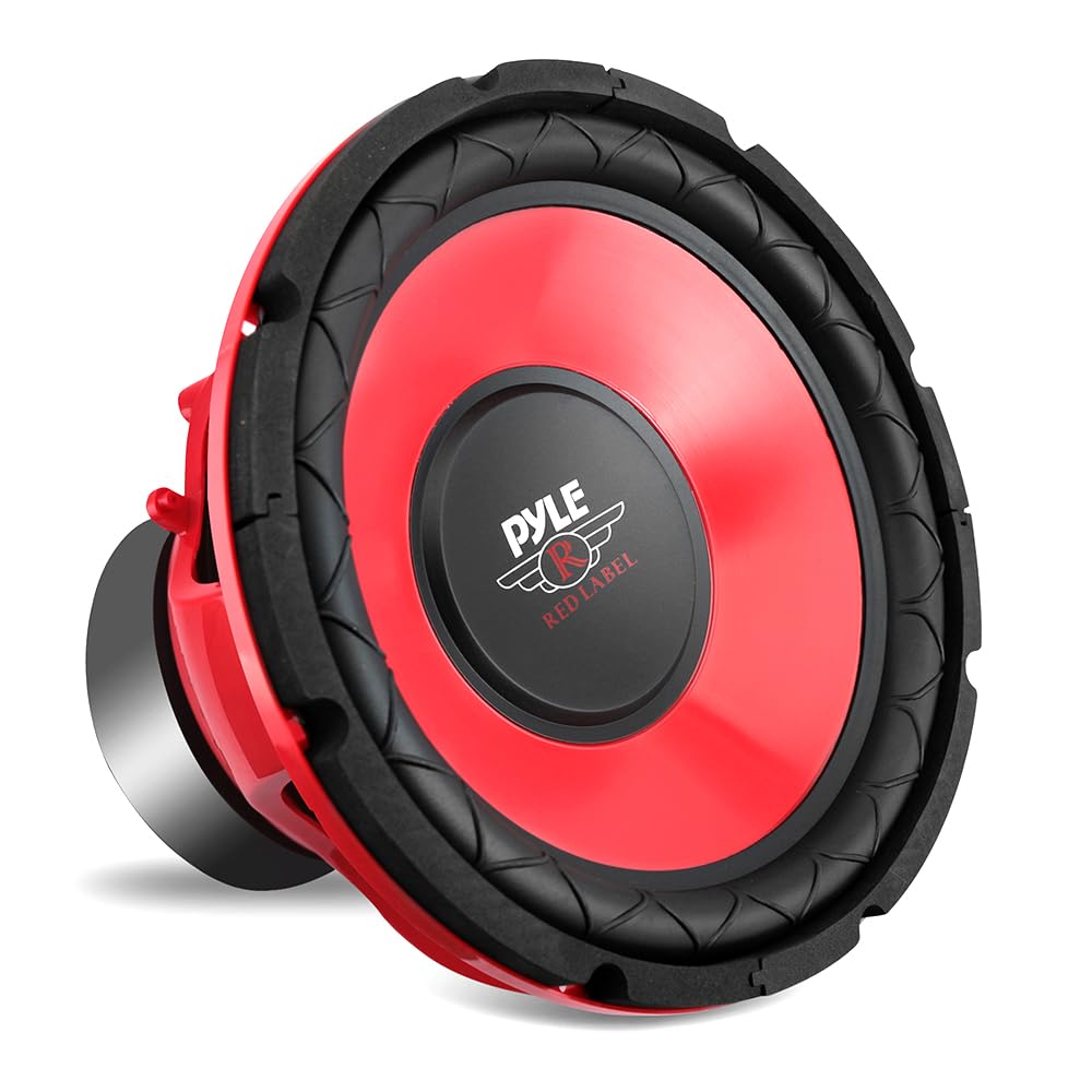 Pyle 10 Inch Car Subwoofer Speaker - Red Electro-Plated Cone, 600W Power, 4 Ohm Impedance, Model PLW10RD