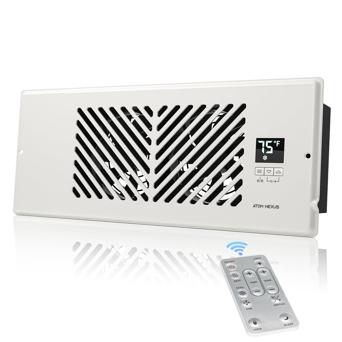 Atom Nexus Airblaze Z4, Quiet Register Booster Fan Fits 4   X12    Register Holes, Smart Vent Booster Fan With Thermostat & Remo