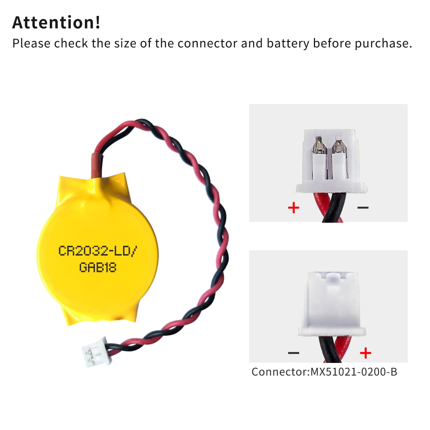 Eemb 10 Pack Cmos Battery Cr2032 3V Lithium Battery With 2 Pin 2 Wire Cable And Molex Connector Computer Replacement Battery For