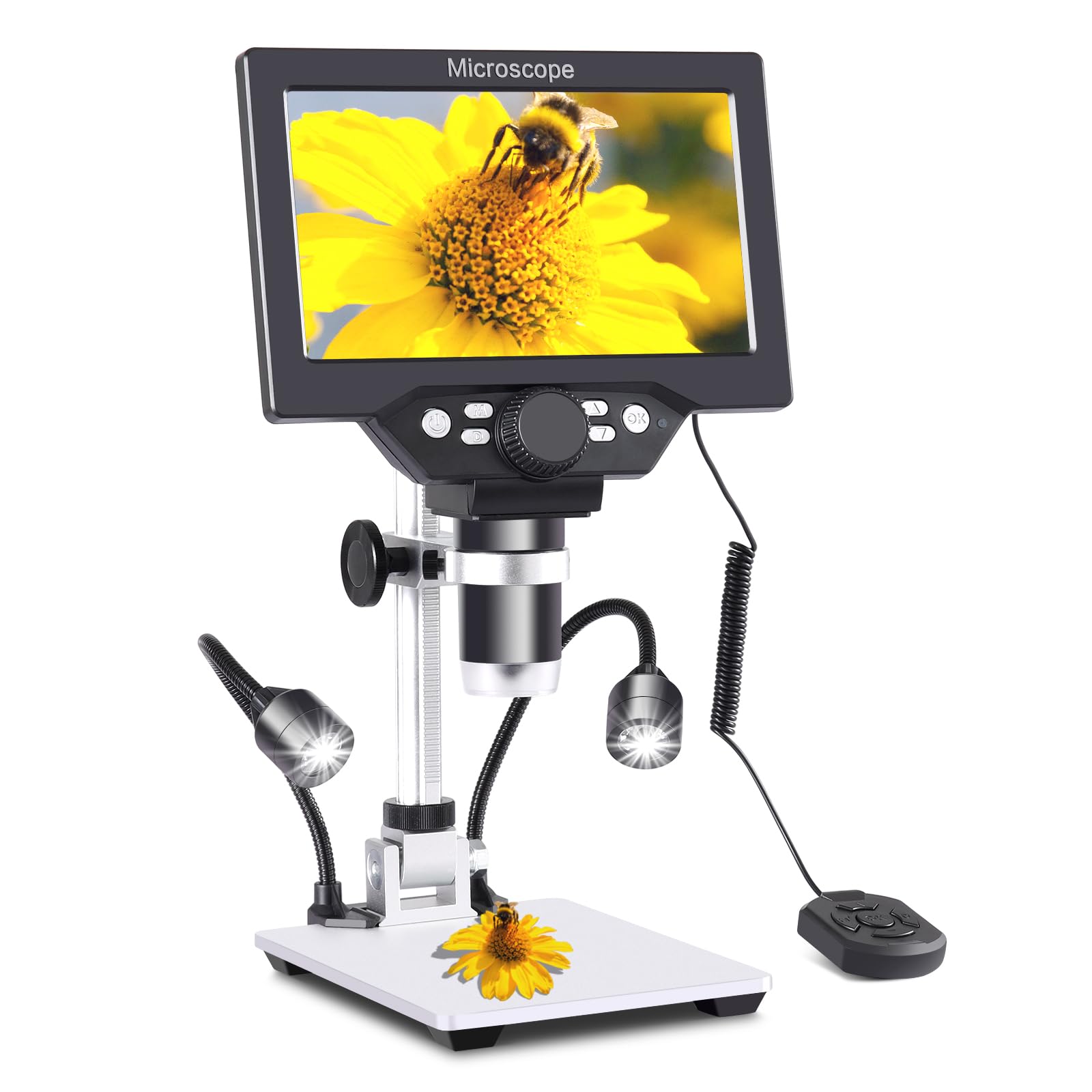 Koolertron 7 Inch Lcd Digital Microscope With 32G Tf Card,12Mp 1200X Magnification 1080P Usb Microscope Camera With Remote Contr