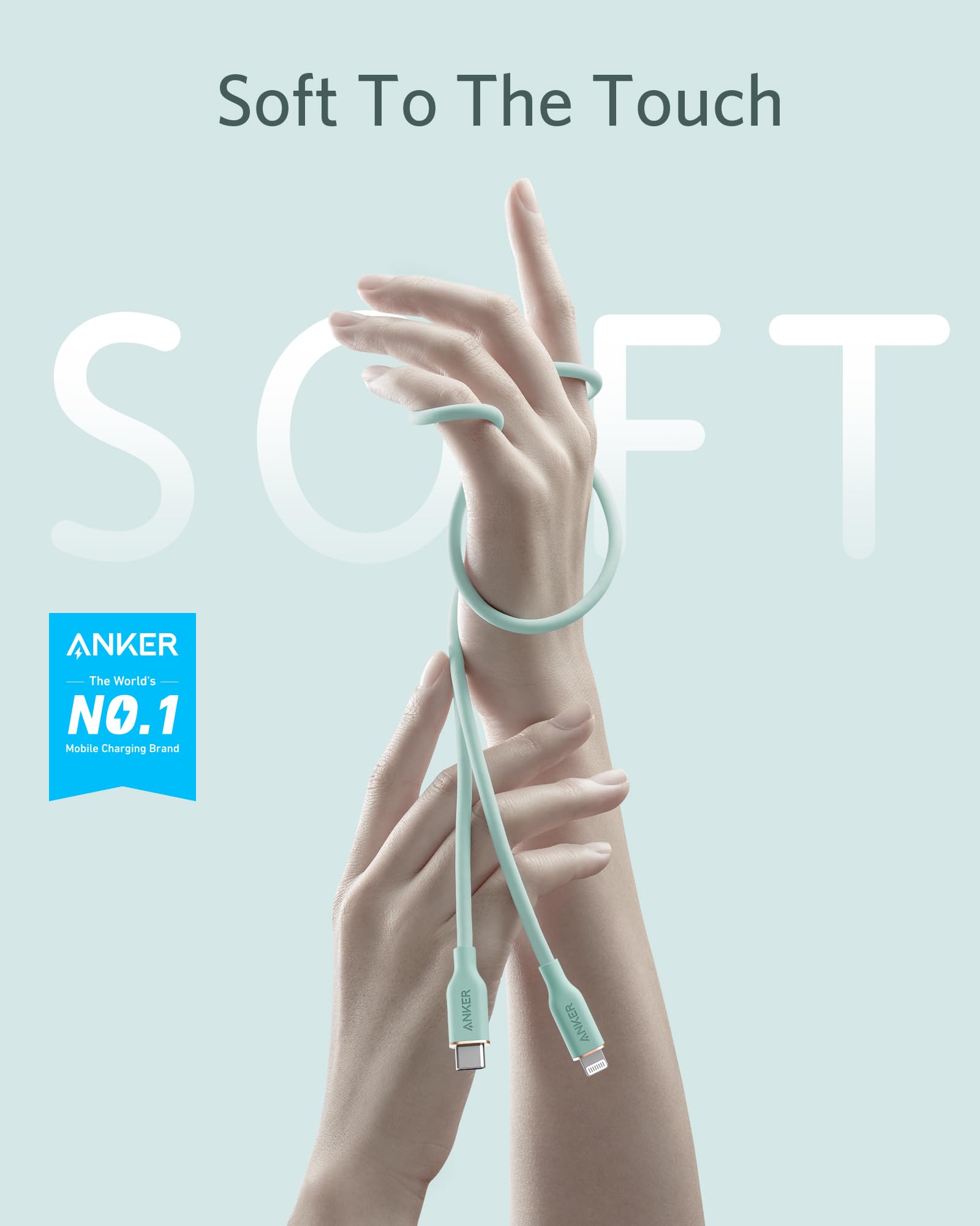 Anker Usb C To Lightning Cable, 641 Cable (Mint Green, 6Ft), Mfi Certified, Powerline Iii Flow Silicone Fast Charging Cable For