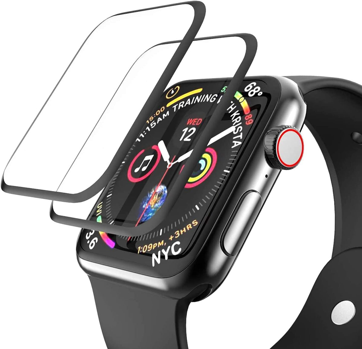 Ewuonu [2 Pack] Apple Watch Series 9 Series 8/7 Screen Protector 41Mm Tempered Glass, 3D Full Coverage [Easy Installation Frame]