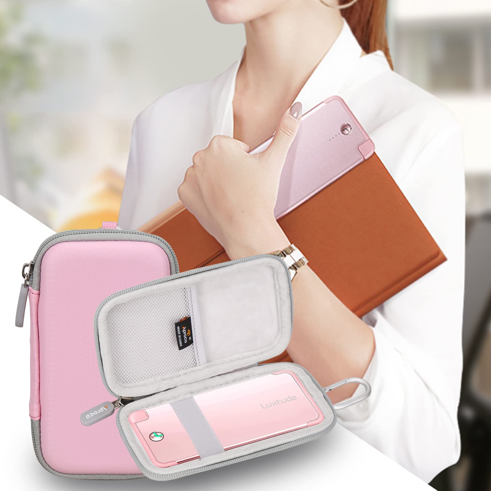 Aproca Hard Storage Travel Case, For Luxtude Powereasy 5000Mah Ultra Slim Portable Phone Charge Pink