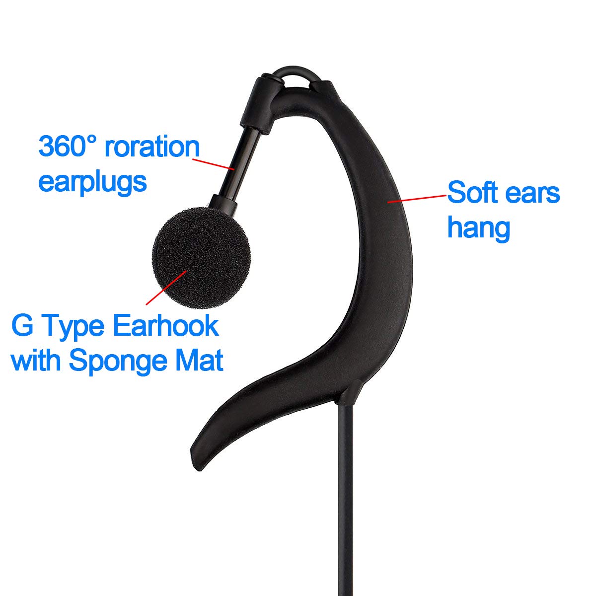 Retevis Length Adjustable Walkie Talkie Earpiece With Mic, G Type, For Rt22 Rt68 Rt21 H 777 Rt22S Rb29 Rb45, Compatible With Baofeng 888S Uv 5R Samcom Walkie Talkie,Two Way Radio Headset(10 Pack)
