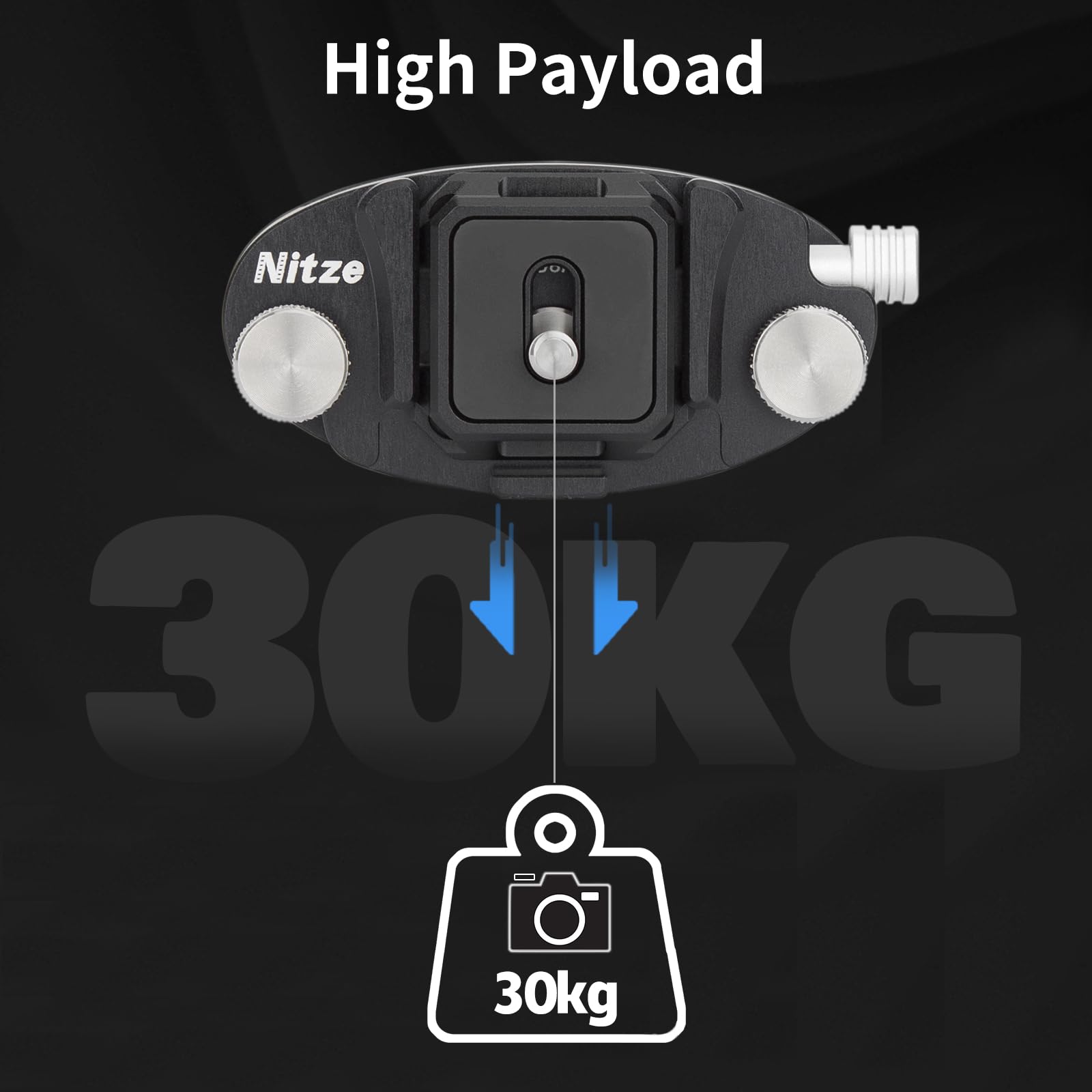 Nitze Camera Clip, Aluminum Capture Clip, With Arca Type Plate, Compatible With Belt, Backpack Strap And Cameras, Max Payload 66 Lb   N58A