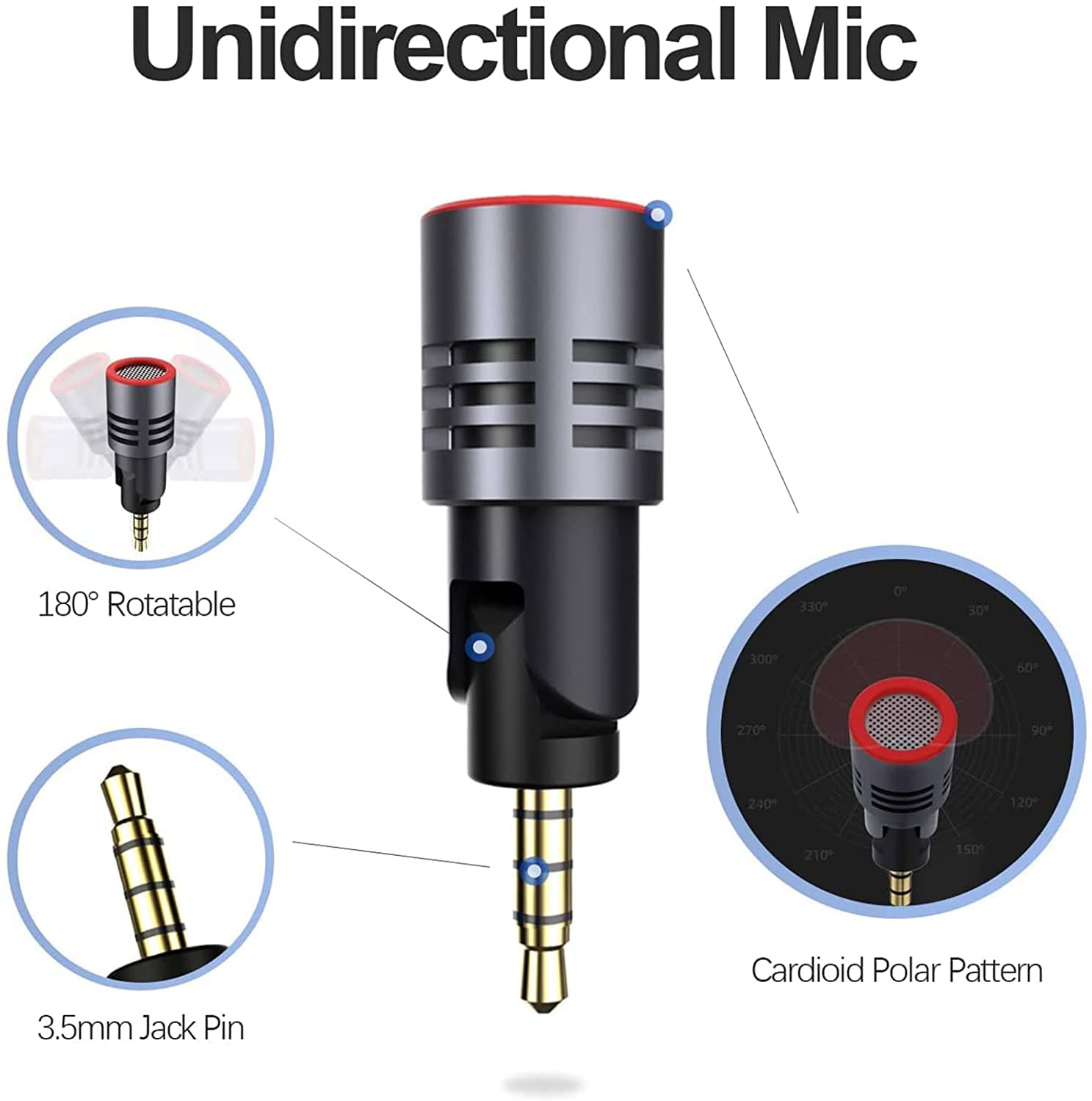 Sabinetek Smartmike+With Unidirectional Mic Bundle Wireless Bluetooth Microphone, Lapel Mic, Wireless Clip On Lavalier Microphon