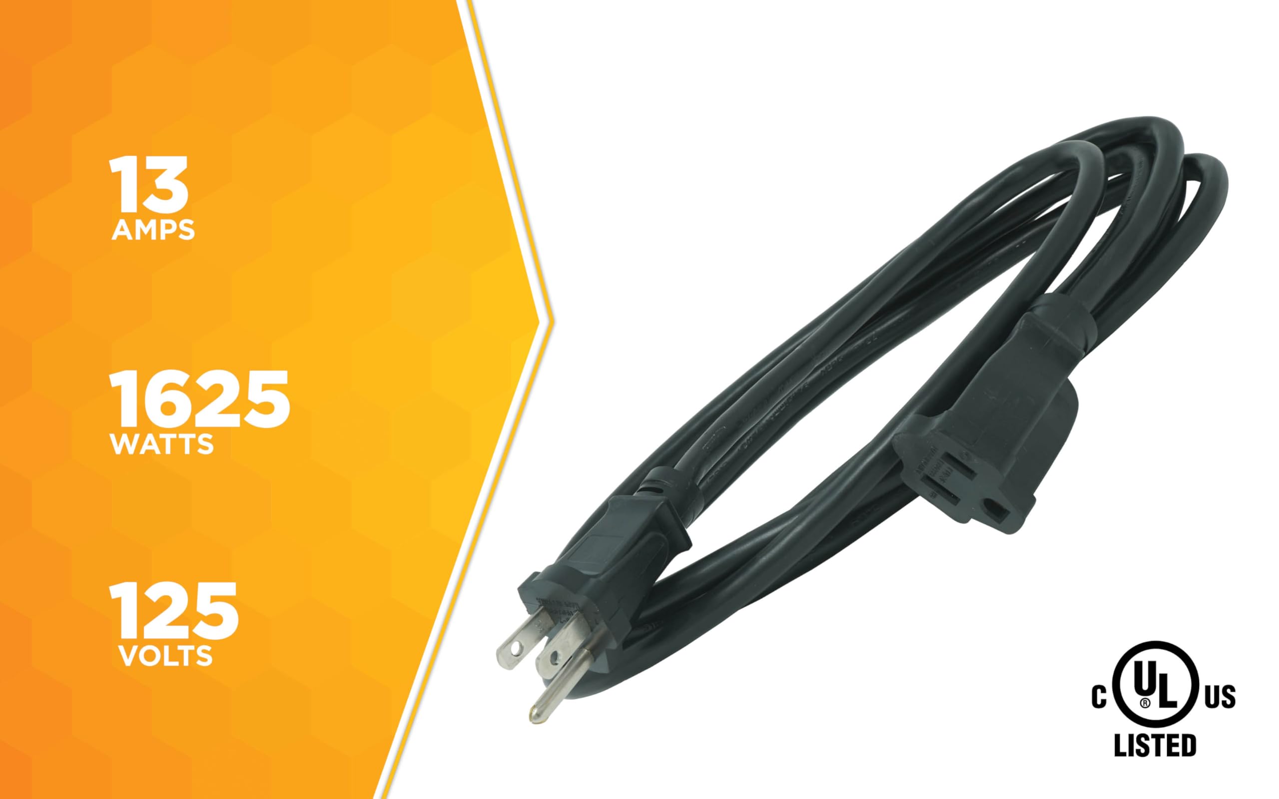 Woods General Purpose Outdoor/Indoor Extension Cord (8 Ft, Black), 260