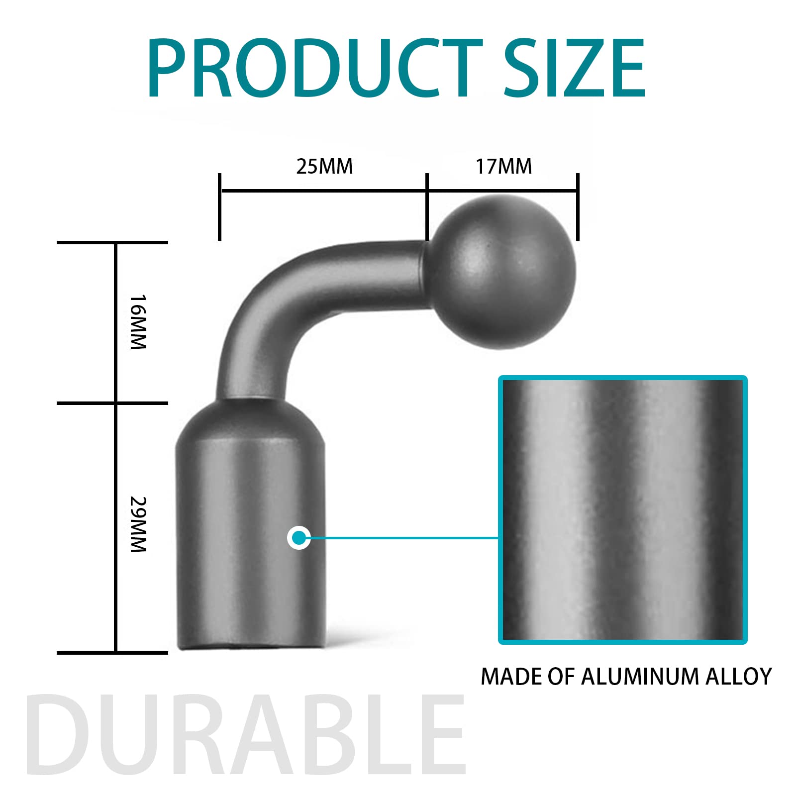 Sruim 2 Pack 1/4 Inch To 17Mm Ball Vertical Mount Adapter (Aluminum Alloy)