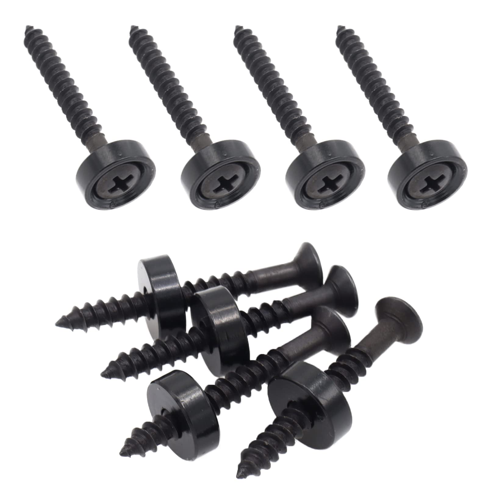 Cheerock Black Guitar Neck Joint Bushings And Bolts, 8Pcs Metal Guitar Neck Ferrules With Screws, Guitar Neck Replacement Parts