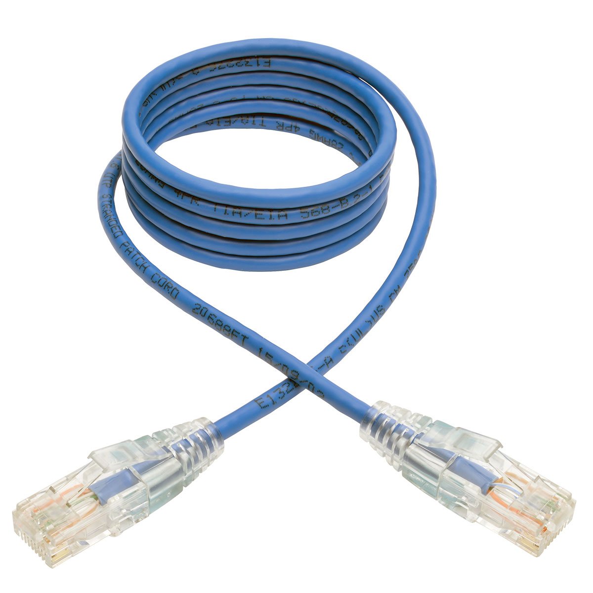 Tripp Lite Cat6 Gigabit Snagless Molded Slim Utp Patch Cable Rj45 M/M, Blue, 4' (N201 S04 Bl)