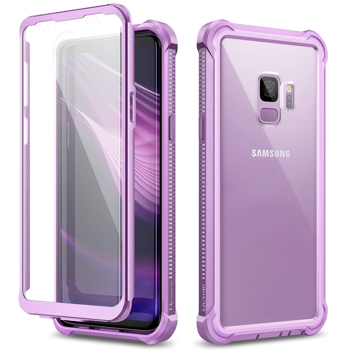 Dexnor Galaxy S9 Case With Screen Protector Clear Military Grade Rugged 360 Full Body Protective Shockproof Hard Back Cover Defe